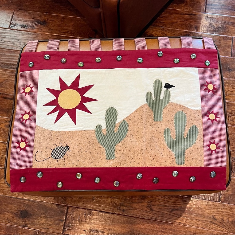 Hand Crafted Red and Tan Desert Tapestry Table Topper Decor Accent Wall Hanging